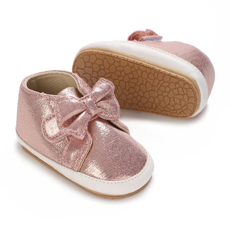 Pink Baby Girls First Step Shoes Baby Moccasins Soft Bottom Rubber Non-slip Toddler First Walkers Baby Booties Girls