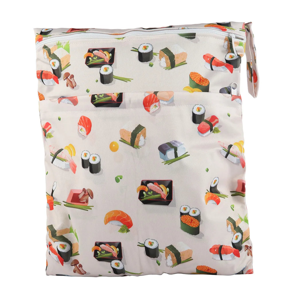 Wet Dry Bag With Two Zippered For Baby Diapers Nappies Waterproof Reusable 36cmx29cm