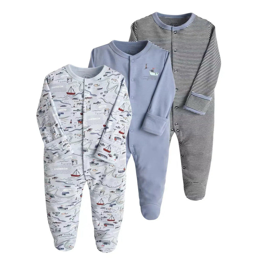 3pcs/Lot Cotton Soft Baby Romper Jumpsuit for Boys Girls Footies Footed Long Sleeve Pajama Sleepsuit Outfit Infant Clothes Gifts