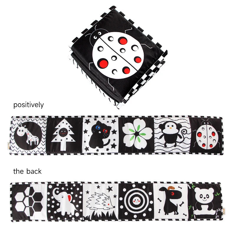 0-12Months Soft Baby Books 3D Touch Feel High Contrast Cloth Book Infant Early Learning Toy Toddlers Sensory Activity Cloth Book
