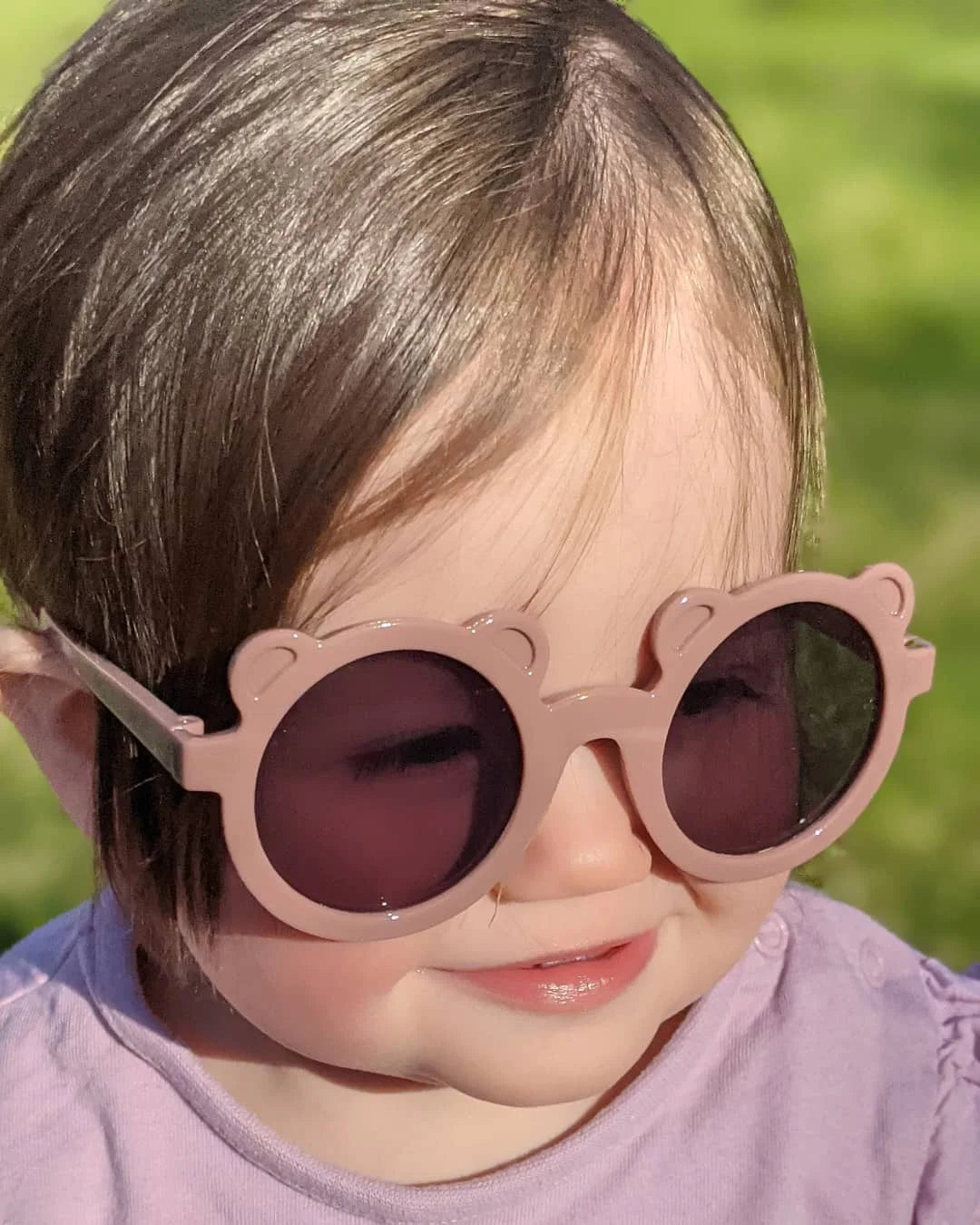 2Pcs/Set Bear Baby Sunglasses High Elastic Nylon Bow Headbands Color Round Frame Polarized Sun Protection Glasses Kids Eyewear
