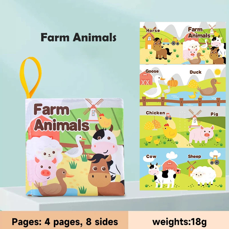 0-12Months Soft Baby Books 3D Touch Feel High Contrast Cloth Book Infant Early Learning Toy Toddlers Sensory Activity Cloth Book