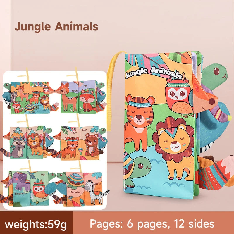 0-12Months Soft Baby Books 3D Touch Feel High Contrast Cloth Book Infant Early Learning Toy Toddlers Sensory Activity Cloth Book