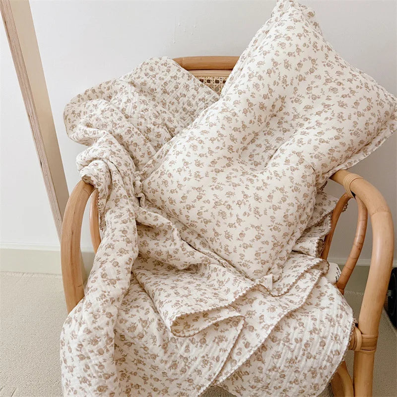 Korean Flower Muslin Baby Newborn Bedding Blanket for Girls Princess Infant Kids Cot Crib Blankets Photography Props Blankets