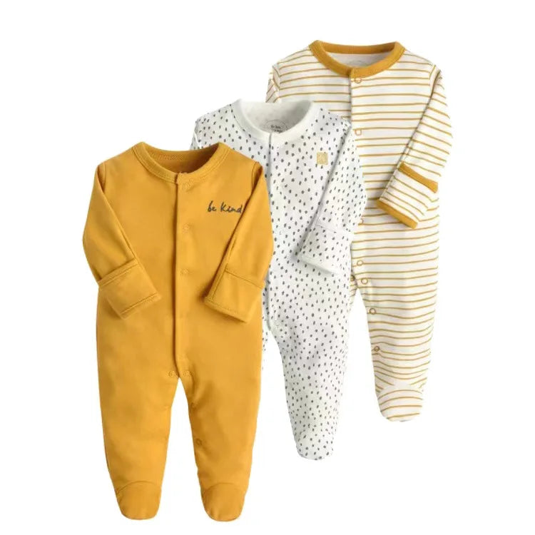 3pcs/Lot Cotton Soft Baby Romper Jumpsuit for Boys Girls Footies Footed Long Sleeve Pajama Sleepsuit Outfit Infant Clothes Gifts