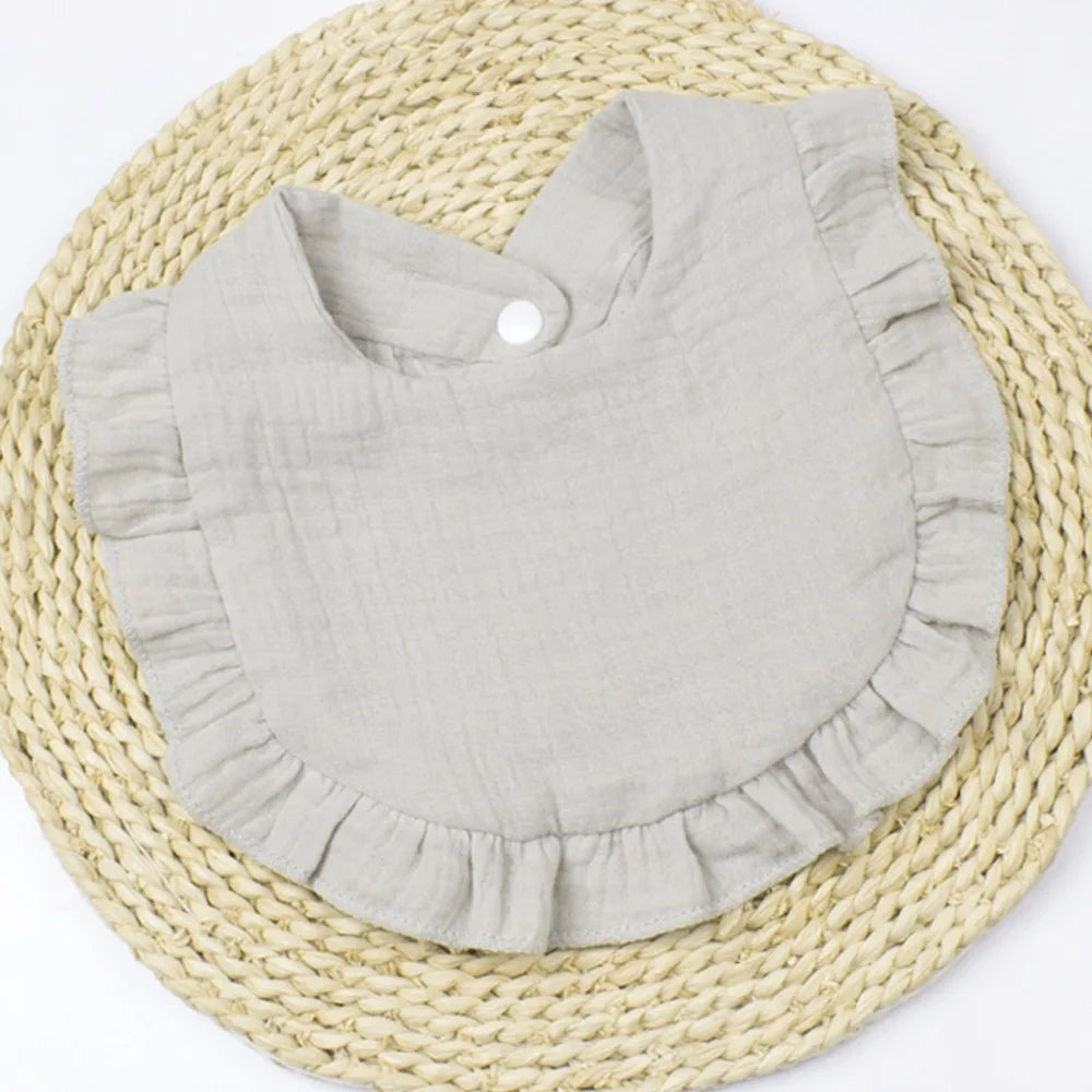 High Quality Soft Muslin Bibs Absorbent Flounce Bandana Drool Bibs Solid Colored Gauze Toddler Bib Boys Girls