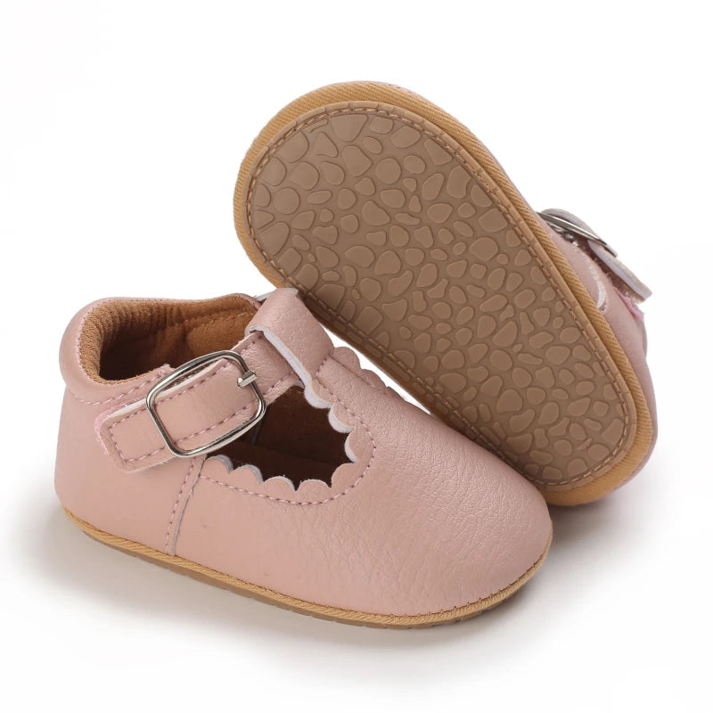 Pink Baby Girls First Step Shoes Baby Moccasins Soft Bottom Rubber Non-slip Toddler First Walkers Baby Booties Girls