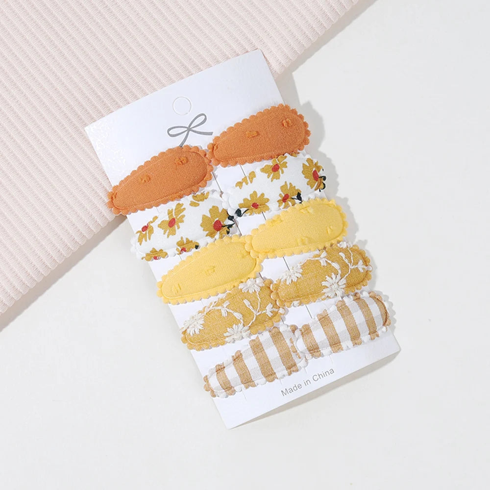 10/16PCS Cotton Textured Girl Hair Clip BB Clip Cute Colorful Floral Candy Color Matching Kid Barrettes Baby Hair Accessory Gift