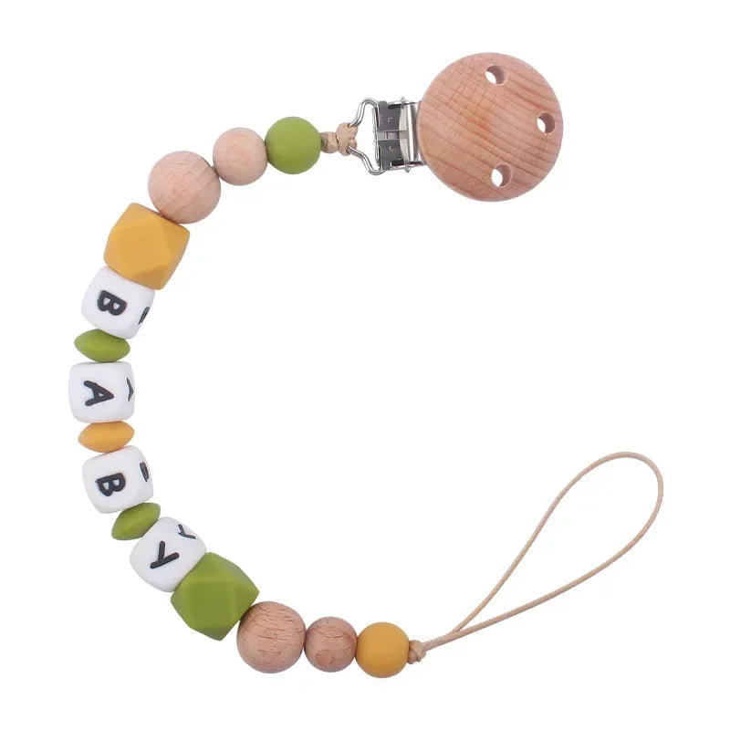 2ps Custom Baby Pacifier Clip Personalized Name Silicone Letter Dummy Holder Nipples Chains Infant Feeding Bracelet Teething Toy