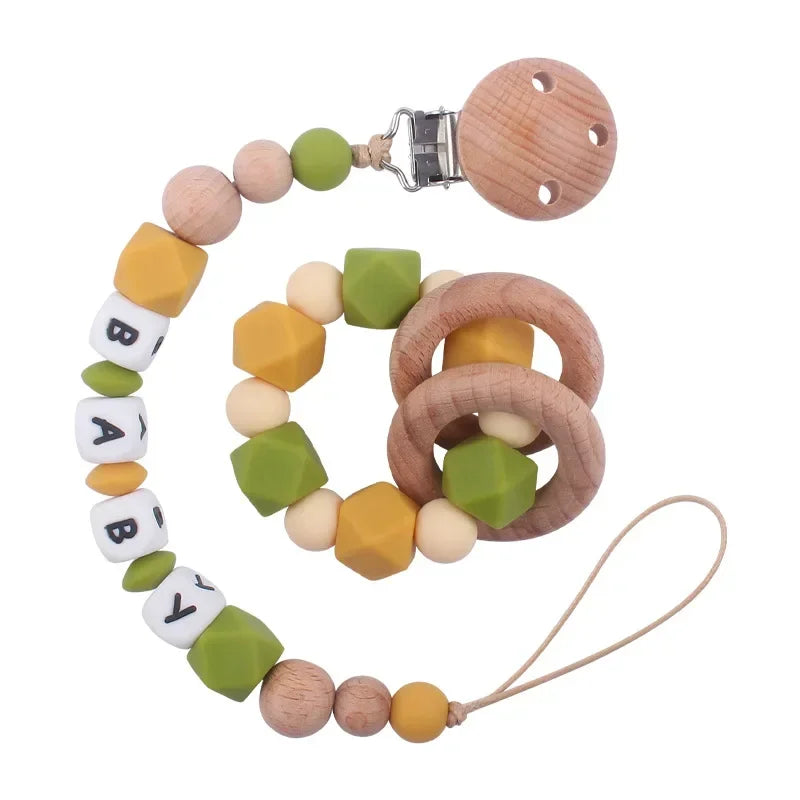 2ps Custom Baby Pacifier Clip Personalized Name Silicone Letter Dummy Holder Nipples Chains Infant Feeding Bracelet Teething Toy