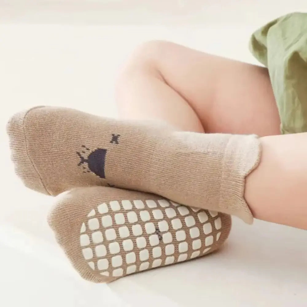 5Pairs Walking Socks Non-slip Baby Floor Socks Breathable Cute Toddle Step Socks Soft Fashion Newborn Cotton Socks Indoor Use