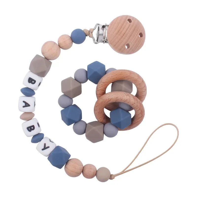 2ps Custom Baby Pacifier Clip Personalized Name Silicone Letter Dummy Holder Nipples Chains Infant Feeding Bracelet Teething Toy