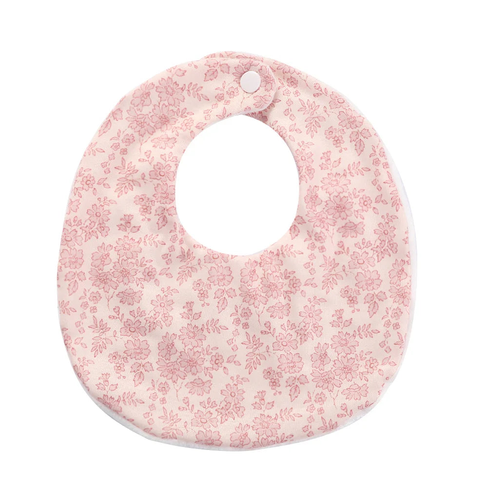 Flower Print Baby Bib Stuff Cotton Adjustable Snap Bandana Scarf for Kids Newborn Boys Girls Feeding Saliva Towel Burp Cloth