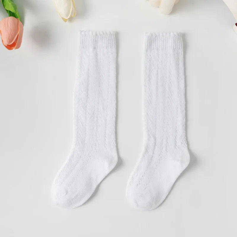 Summer Baby Girls Socks Toddlers Kids Long Knee High Mesh Thin Socks Hollow Out Soft Cotton Infant Socken For 0-8Years