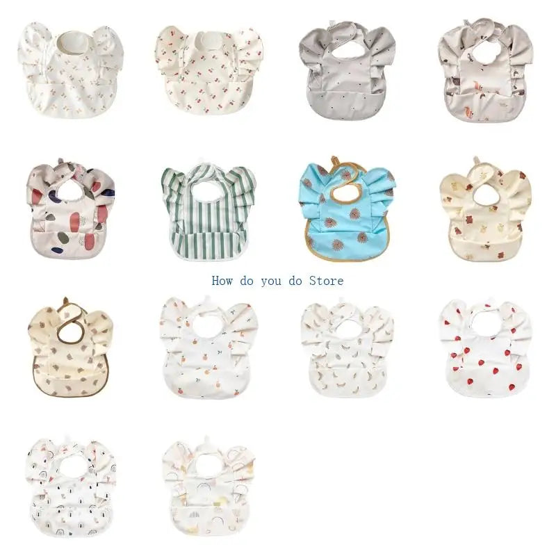 19QF Adjustable Baby Feeding Bib Lightweight Travel Friendly Winged Design Burp Cloth Easy Wipe Saliva Towel for Toddler