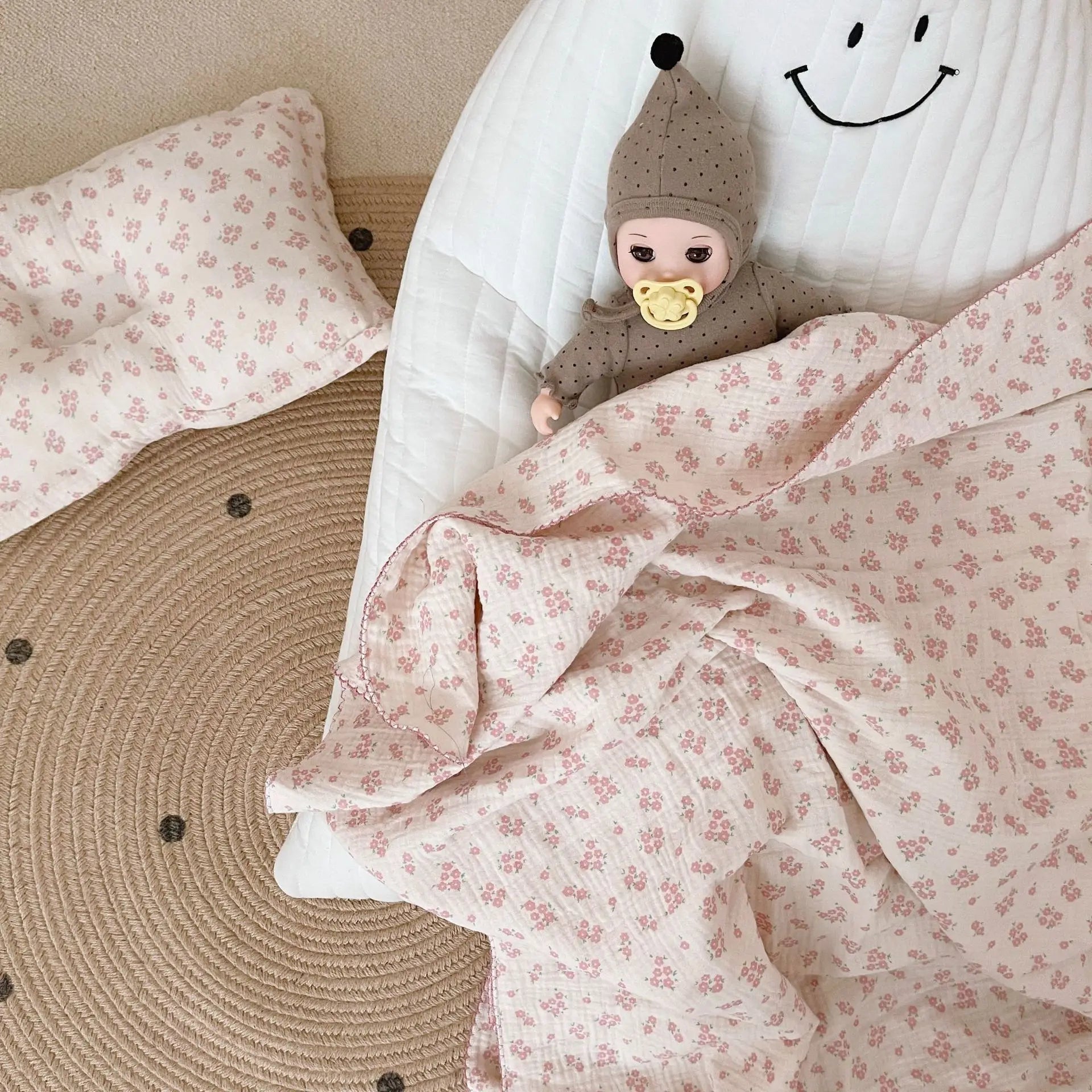 Korean Flower Muslin Baby Newborn Bedding Blanket for Girls Princess Infant Kids Cot Crib Blankets Photography Props Blankets