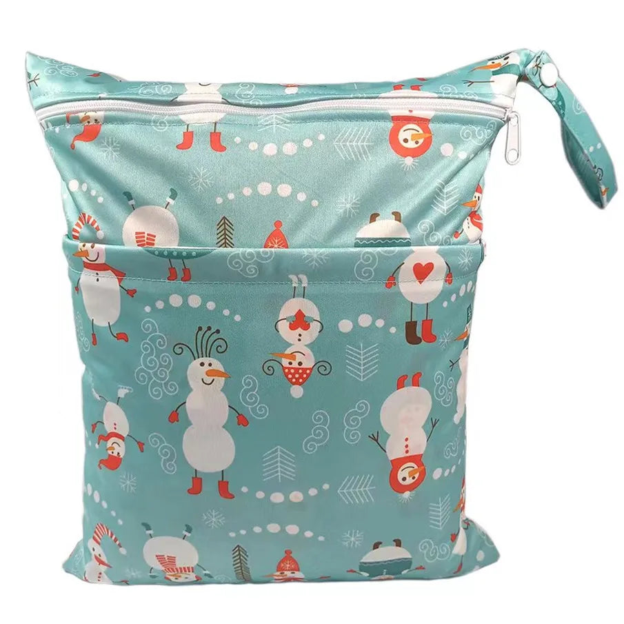 Wet Dry Bag With Two Zippered For Baby Diapers Nappies Waterproof Reusable 36cmx29cm