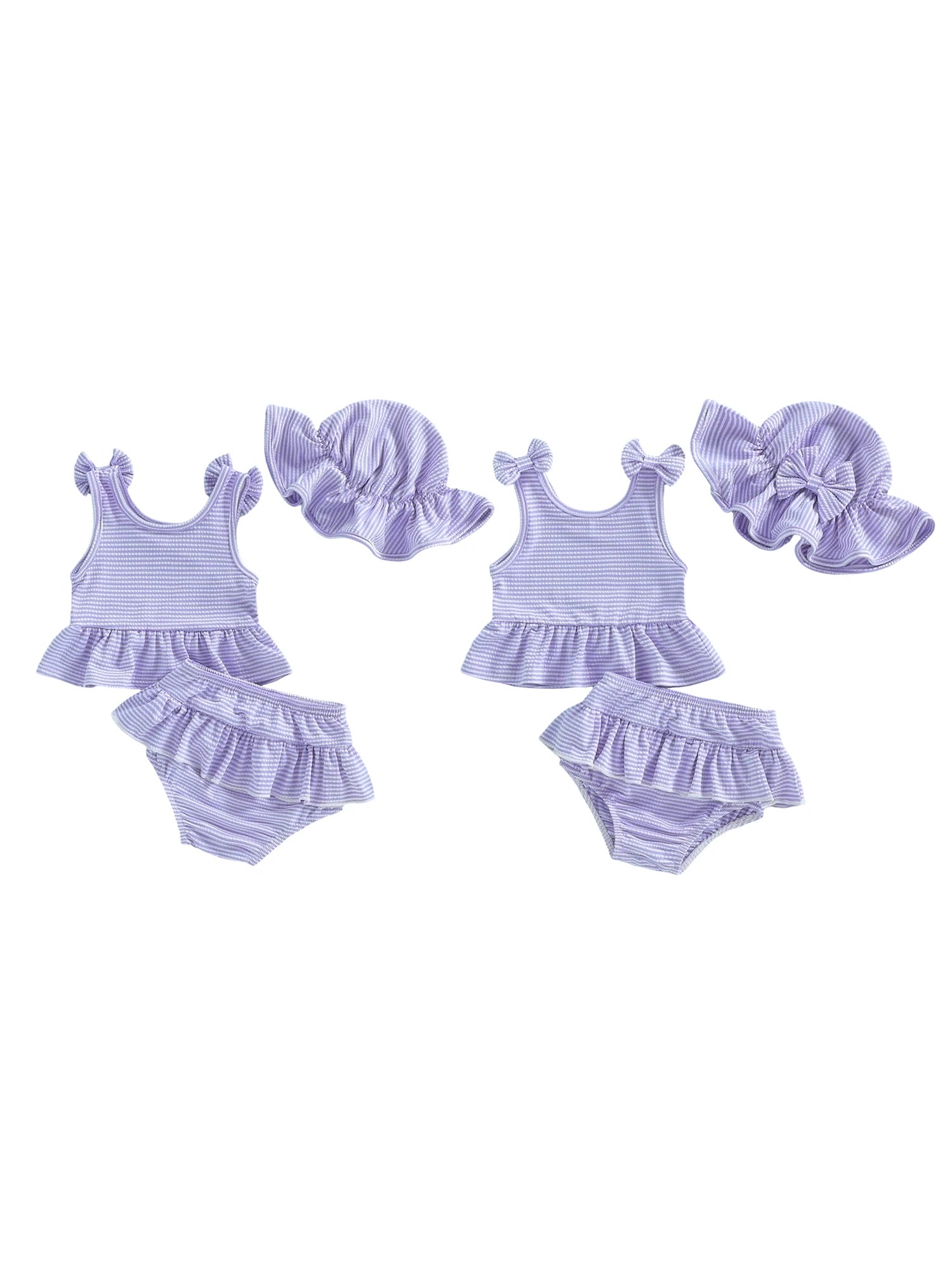 Adorable Infant Romper Stylish Sleeveless Swimsuit with Matching Hat 3Pcs Outfit Set