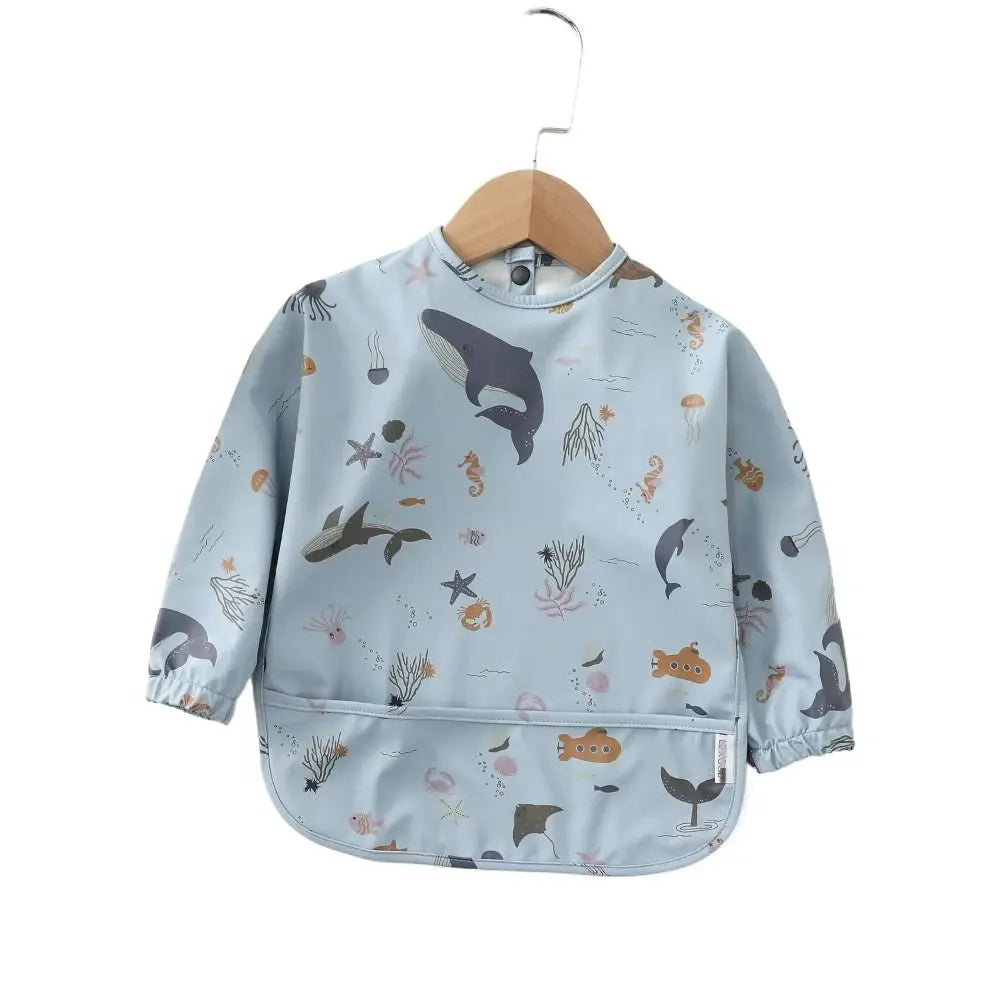 Soft Machine Washable Mess Proof Baby Bib Full Sleeve Adjustable Bib Outfit Waterproof 6-54 Months Full Coverage Apron Toddlers