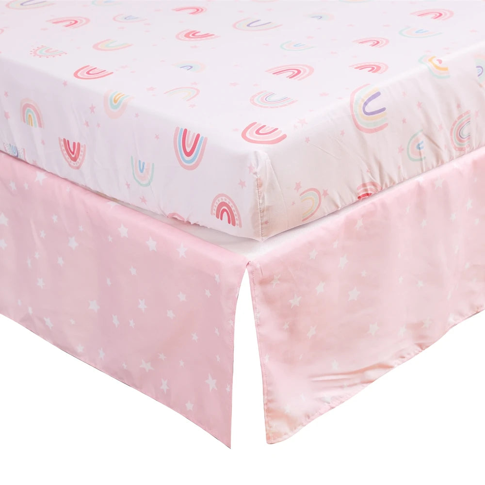 3Pcs Baby Infant Crib Kids Baby Bedding Set Crib Sheet Set Infant Newborn Nursery (Comforter Fitted Sheet Crib Skirt)
