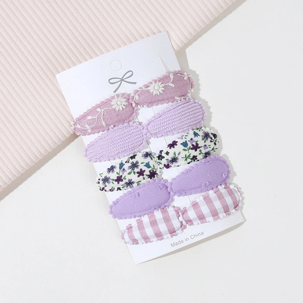 10/16PCS Cotton Textured Girl Hair Clip BB Clip Cute Colorful Floral Candy Color Matching Kid Barrettes Baby Hair Accessory Gift
