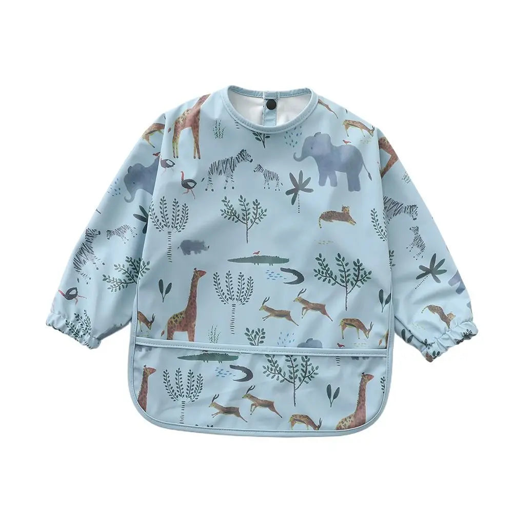 Soft Machine Washable Mess Proof Baby Bib Full Sleeve Adjustable Bib Outfit Waterproof 6-54 Months Full Coverage Apron Toddlers