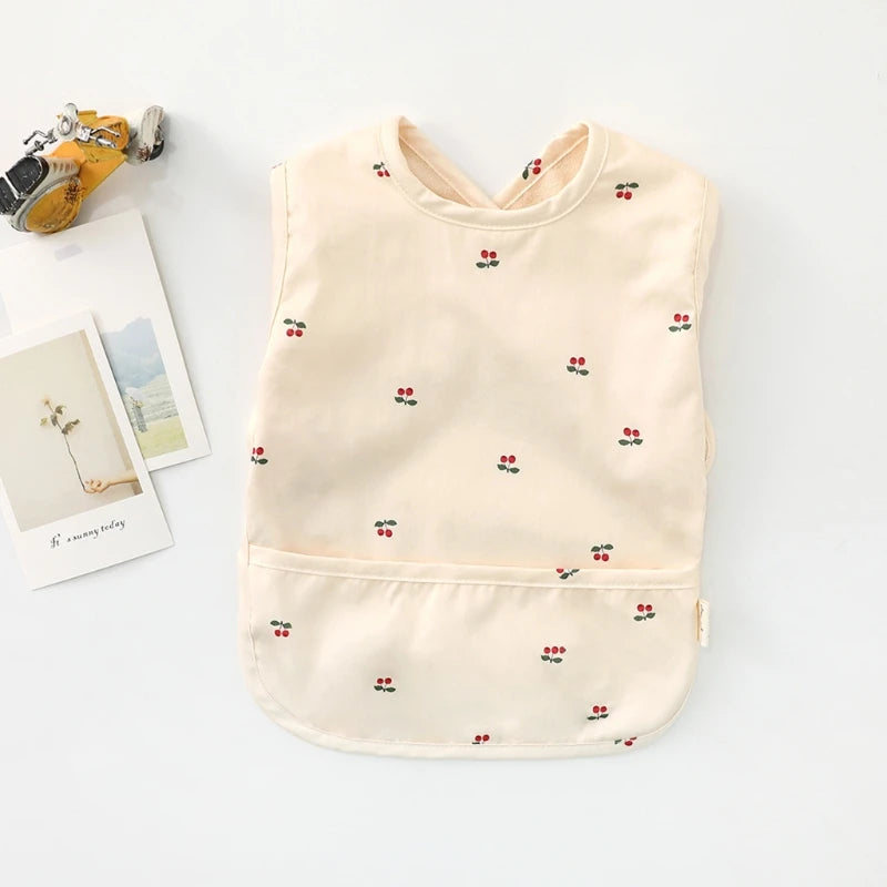 Waterproof Washable Baby Bib Burp Cloth with Pocket Bag Sleeveless Toddler Apron Smock Feeding Bibs Baby Stuff For 6-18 Months