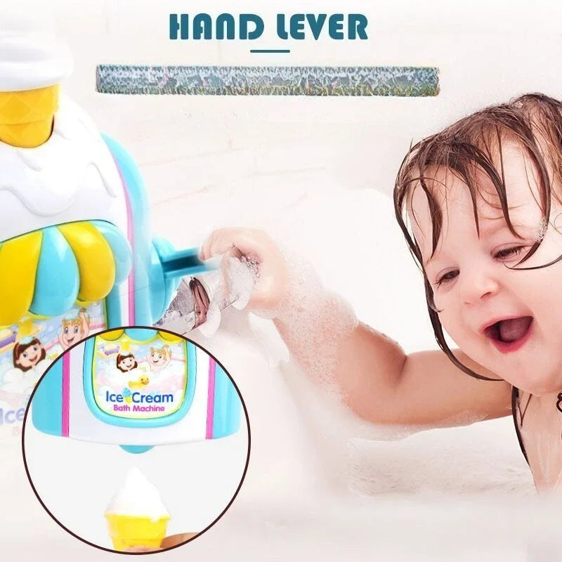 Delicate Ice Cream Bubble Machine Portable Soap Dispenser for Kids Bathroom Fun Play with Strong Suction and Creative Design