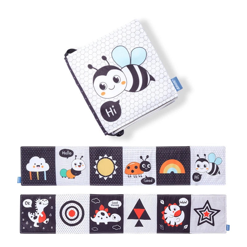 0-12Months Soft Baby Books 3D Touch Feel High Contrast Cloth Book Infant Early Learning Toy Toddlers Sensory Activity Cloth Book