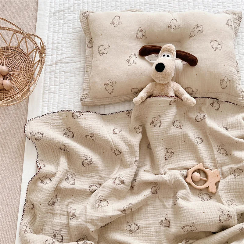Baby Summer Blanket Bunny Print Cotton Muslin Blankets for Baby Infant Napping Cover Moses Basket Blanket Sheet Covers