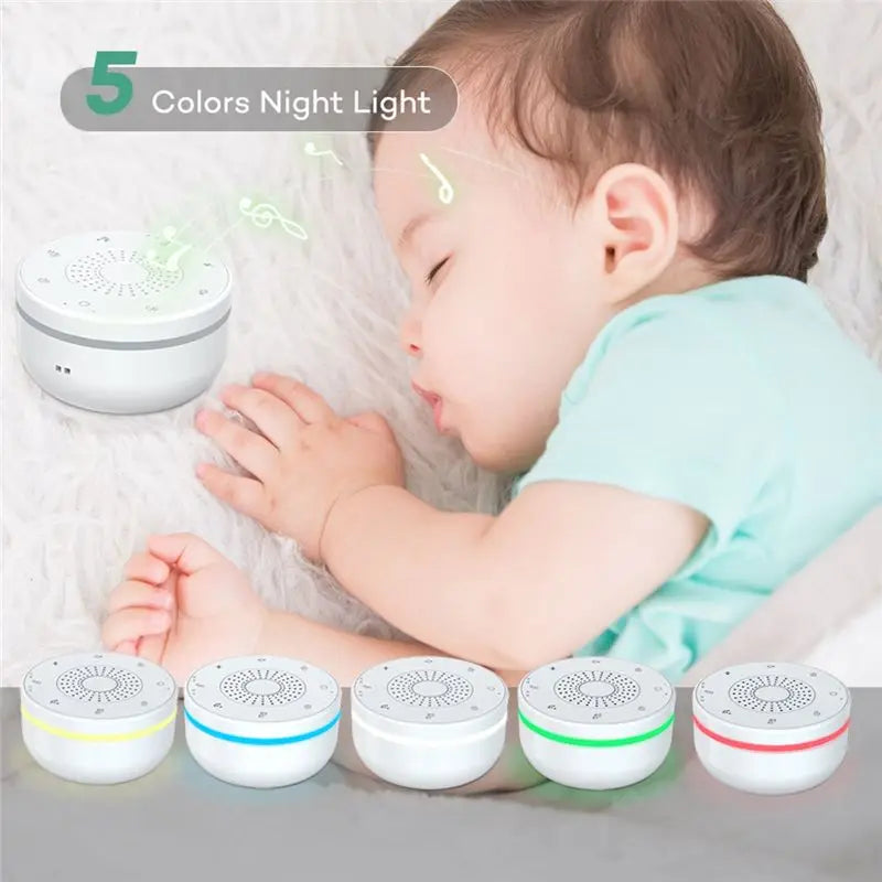 ABRB-Sleep White Noise Portable Sound Machine For Adults Kids Baby With 30 Soothing Sounds 5 Color Night Light