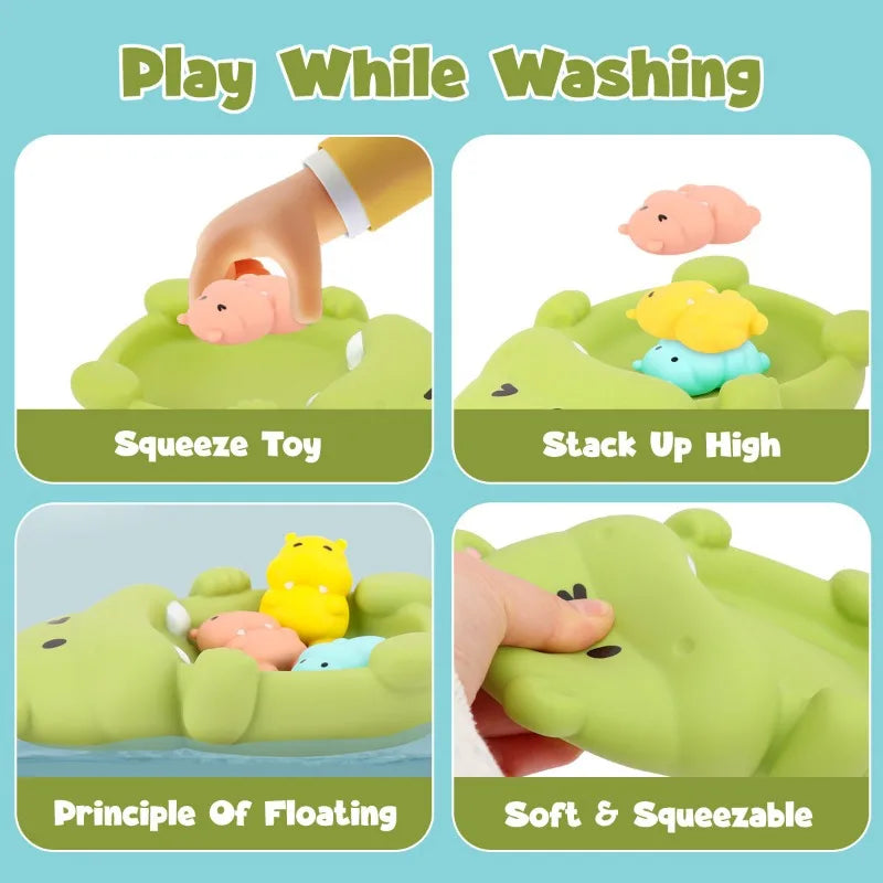 Nontoxic Floating Animal Bath Toys for Babies and Toddlers Seal Hippo Safe Fun for Bathroom and Pool