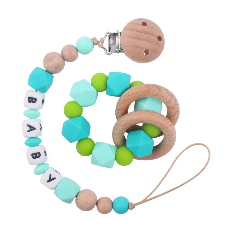 2ps Custom Baby Pacifier Clip Personalized Name Silicone Letter Dummy Holder Nipples Chains Infant Feeding Bracelet Teething Toy