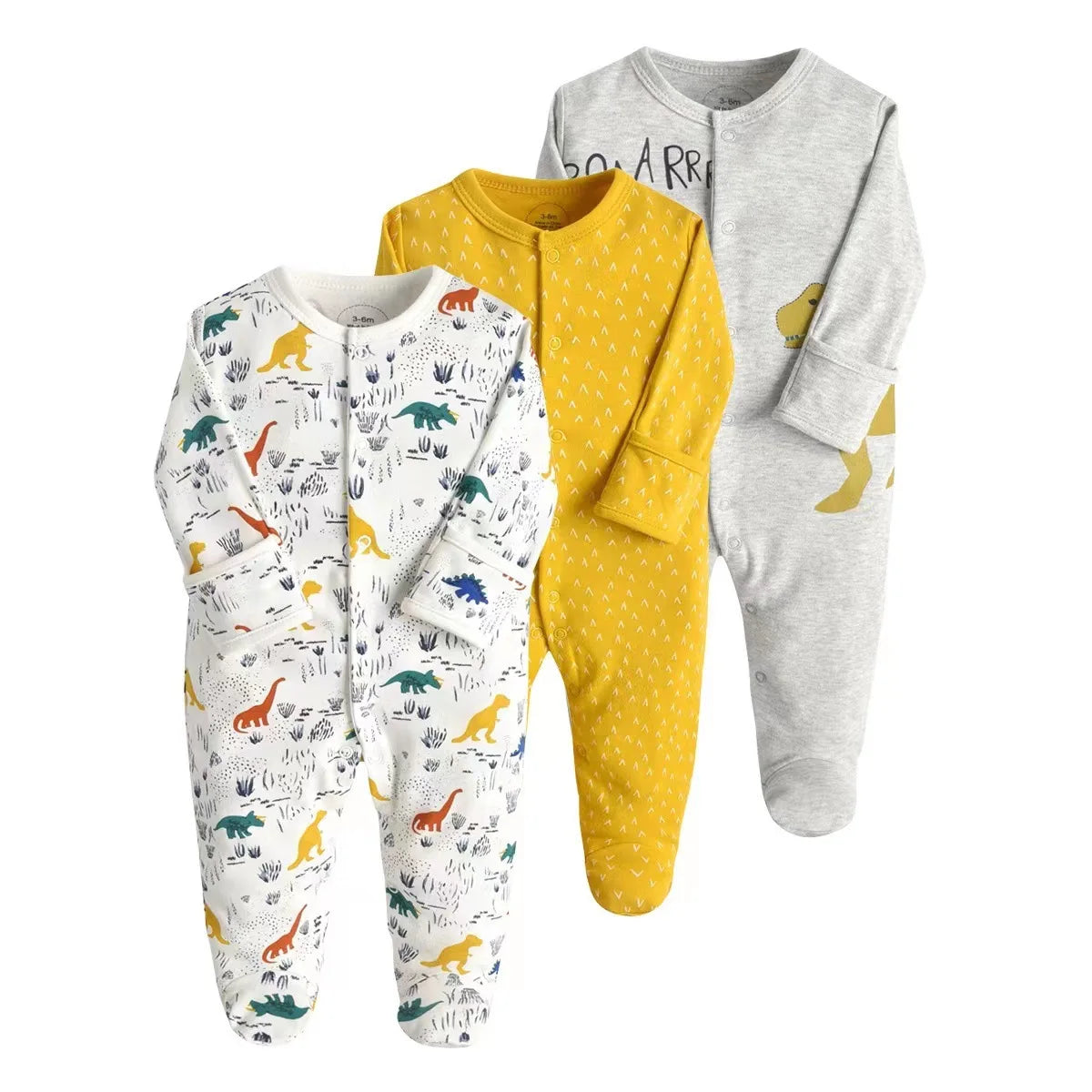 3pcs/Lot Cotton Soft Baby Romper Jumpsuit for Boys Girls Footies Footed Long Sleeve Pajama Sleepsuit Outfit Infant Clothes Gifts