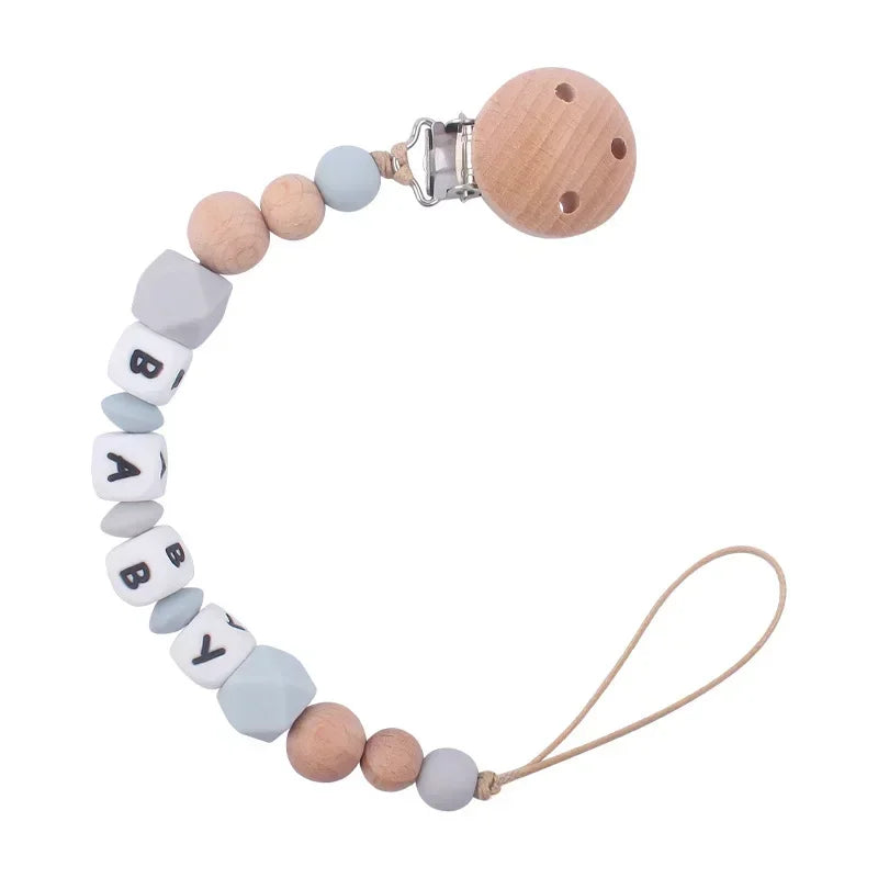 2ps Custom Baby Pacifier Clip Personalized Name Silicone Letter Dummy Holder Nipples Chains Infant Feeding Bracelet Teething Toy