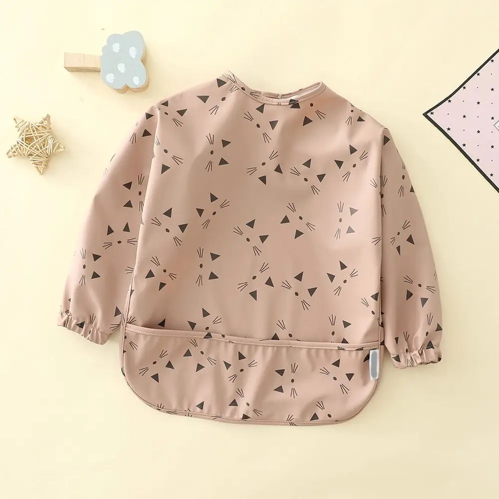 Soft Machine Washable Mess Proof Baby Bib Full Sleeve Adjustable Bib Outfit Waterproof 6-54 Months Full Coverage Apron Toddlers