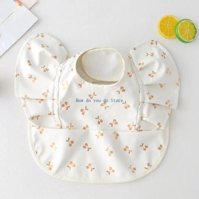 19QF Adjustable Baby Feeding Bib Lightweight Travel Friendly Winged Design Burp Cloth Easy Wipe Saliva Towel for Toddler