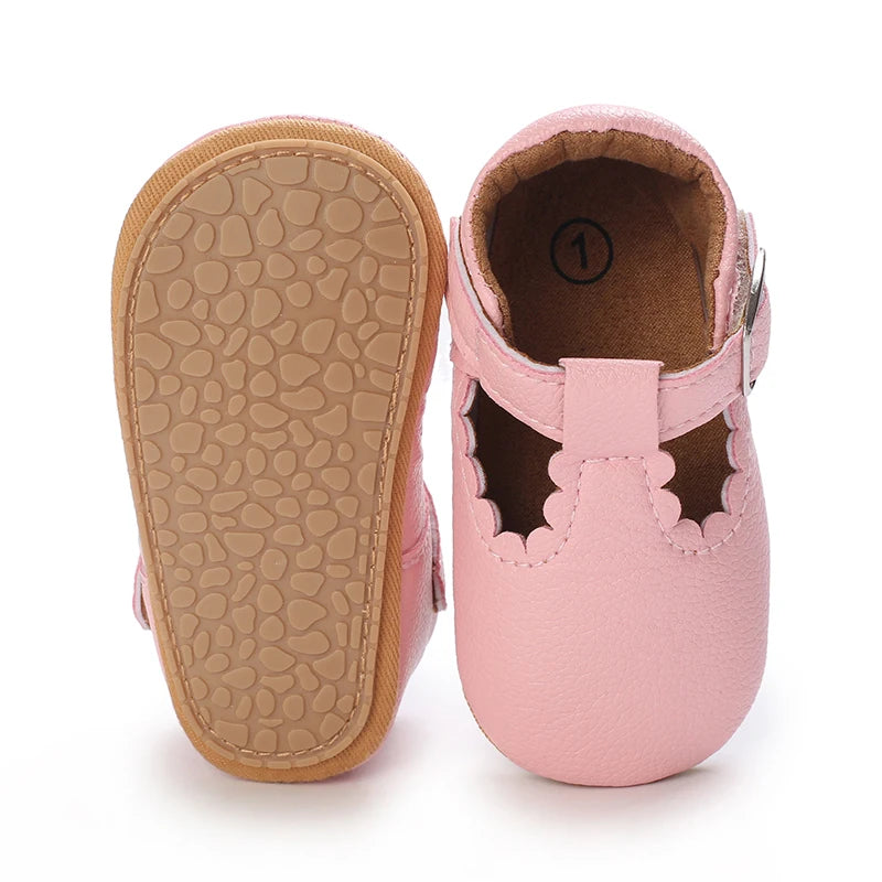 Pink Baby Girls First Step Shoes Baby Moccasins Soft Bottom Rubber Non-slip Toddler First Walkers Baby Booties Girls