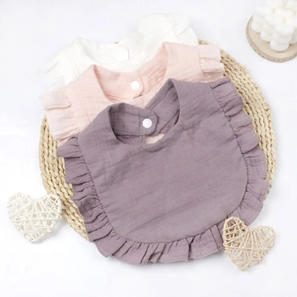 High Quality Soft Muslin Bibs Absorbent Flounce Bandana Drool Bibs Solid Colored Gauze Toddler Bib Boys Girls