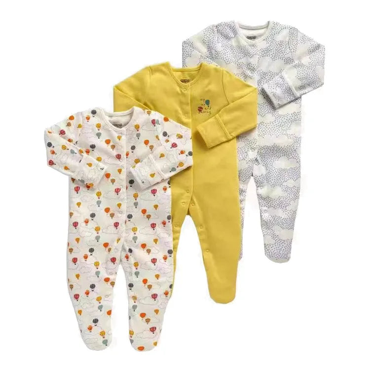 3pcs/Lot Cotton Soft Baby Romper Jumpsuit for Boys Girls Footies Footed Long Sleeve Pajama Sleepsuit Outfit Infant Clothes Gifts