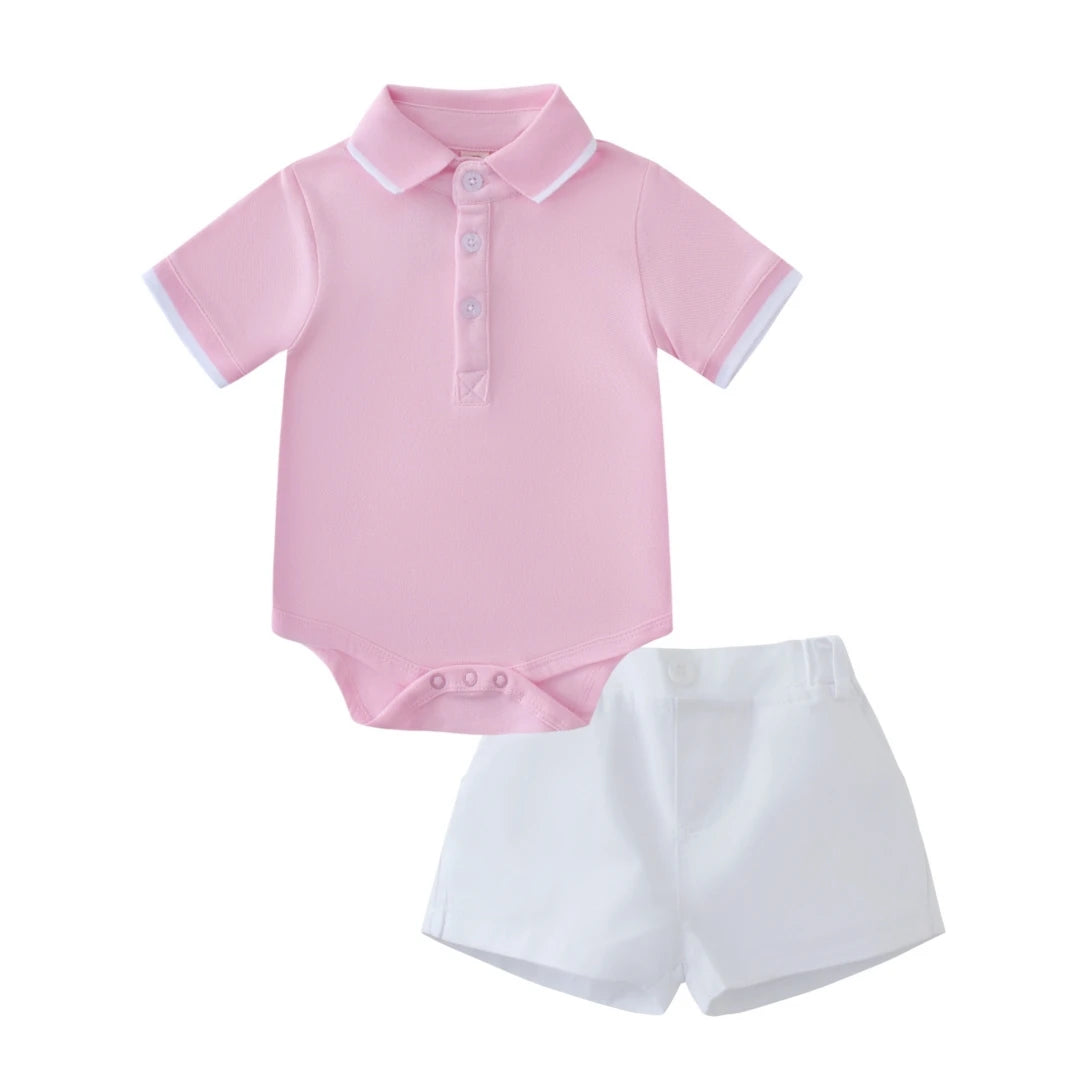 9 12 18 24 36M Boys Summer Daily Clothes Infant Short Sleeve Bodysuit with Pocket Shorts 2PCS Toddler Cotton Outfit Sets