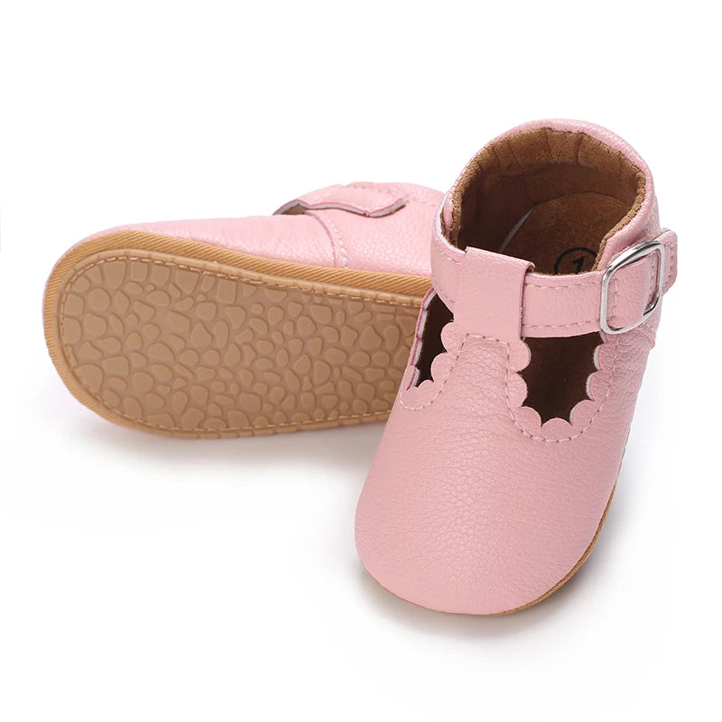 Pink Baby Girls First Step Shoes Baby Moccasins Soft Bottom Rubber Non-slip Toddler First Walkers Baby Booties Girls