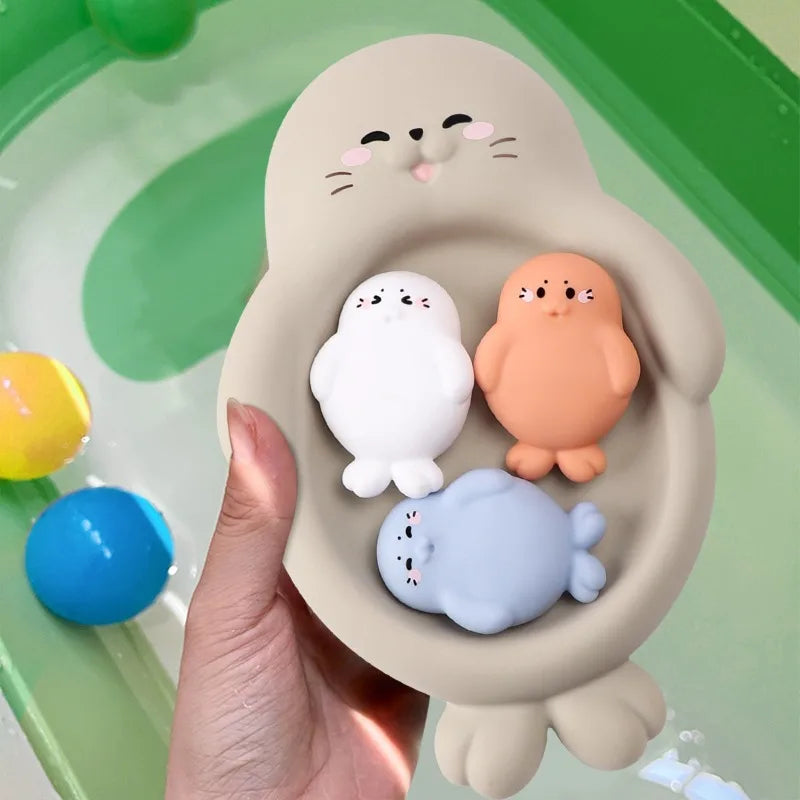 Nontoxic Floating Animal Bath Toys for Babies and Toddlers Seal Hippo Safe Fun for Bathroom and Pool