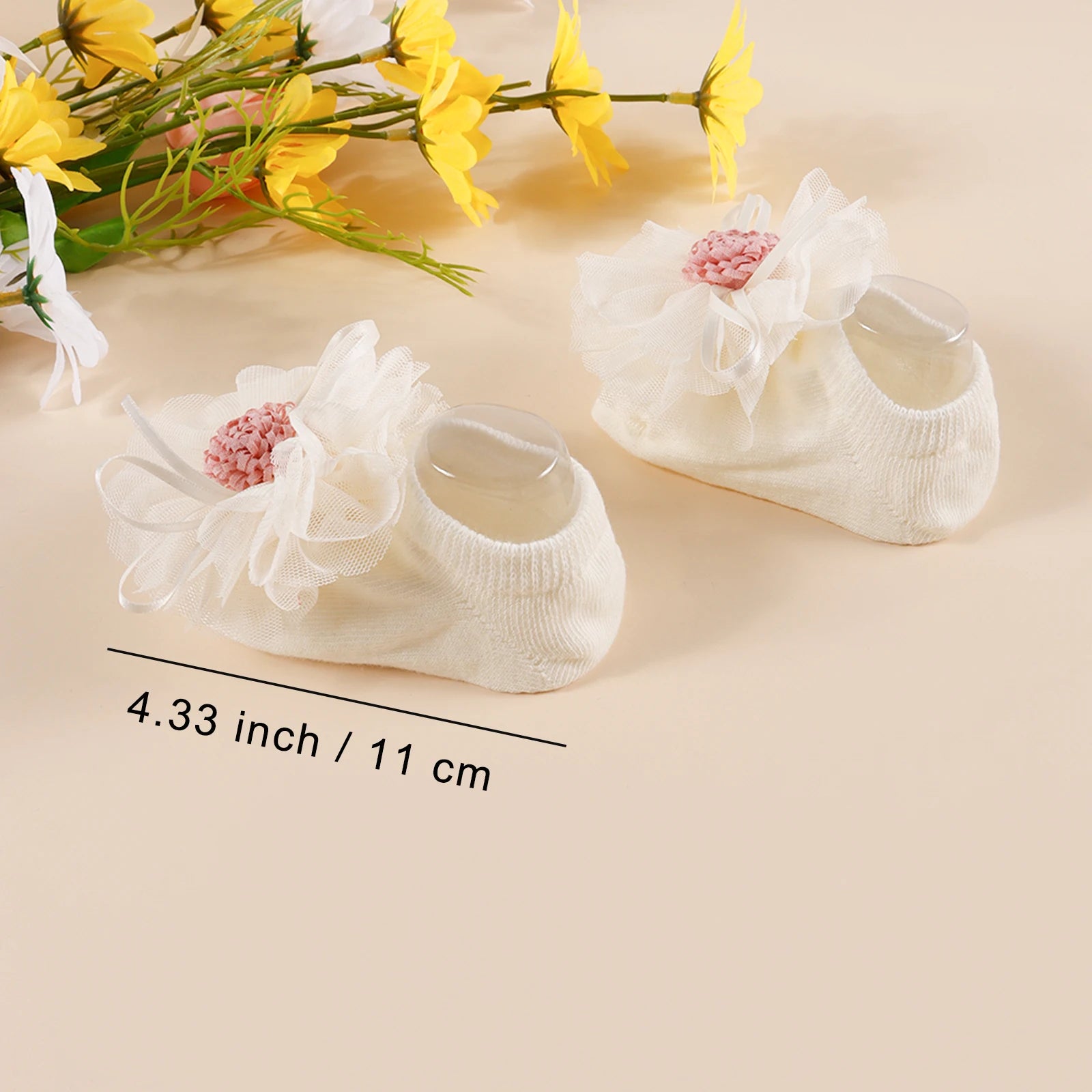 Baby Socks Headband Set Lace Flower Jacquard Anti-Slip Cotton 0-12 Months Newborn Gift Set Infant Girl Accessories
