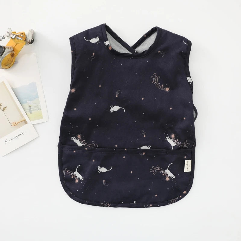 Waterproof Washable Baby Bib Burp Cloth with Pocket Bag Sleeveless Toddler Apron Smock Feeding Bibs Baby Stuff For 6-18 Months