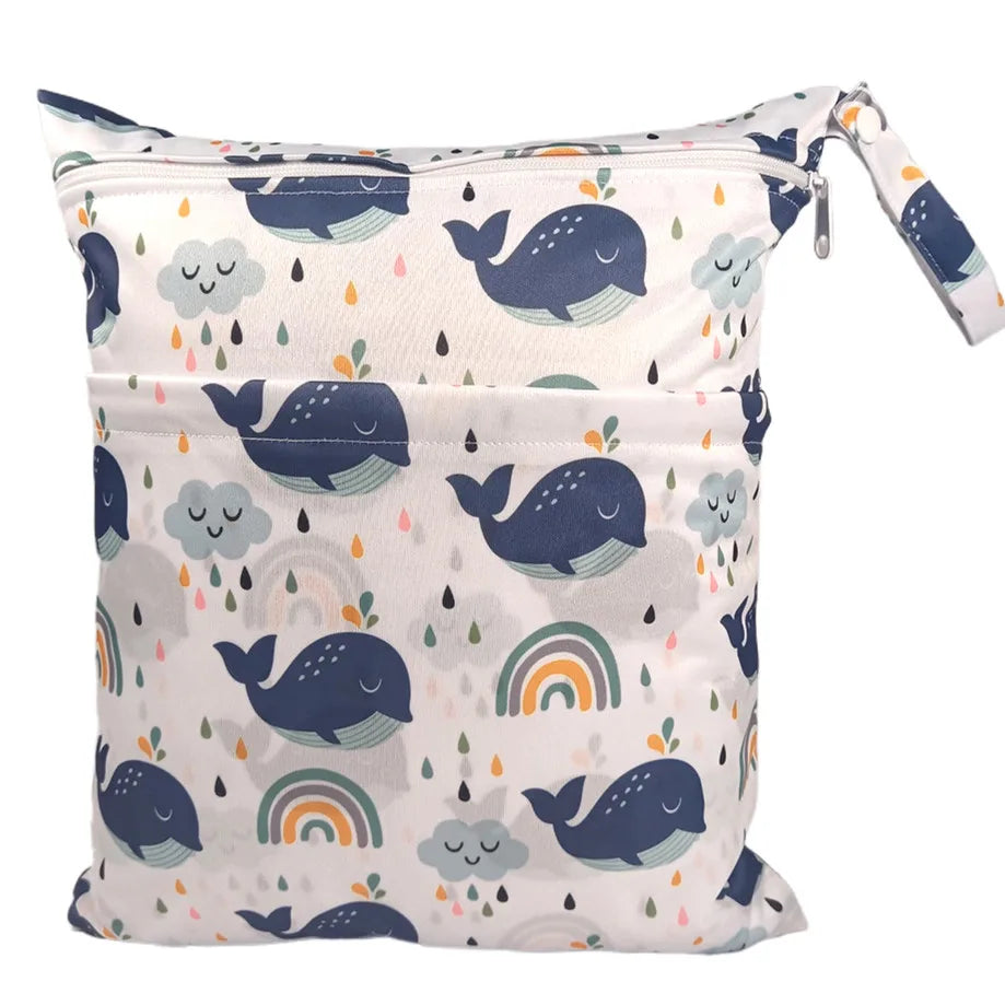 Wet Dry Bag With Two Zippered For Baby Diapers Nappies Waterproof Reusable 36cmx29cm
