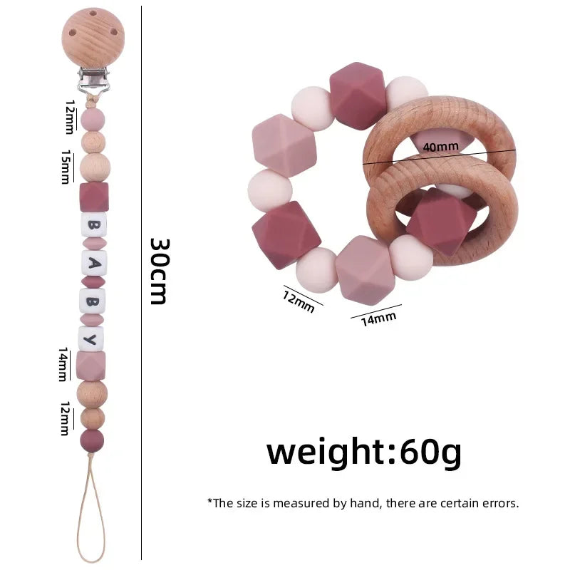 2ps Custom Baby Pacifier Clip Personalized Name Silicone Letter Dummy Holder Nipples Chains Infant Feeding Bracelet Teething Toy
