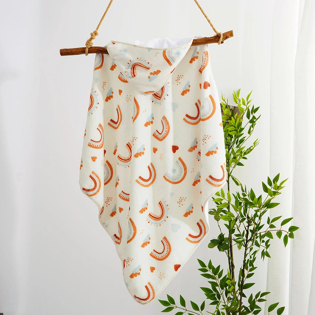 80c×80CM Thick Baby Fleece Blanket Absorbent Bath Towel Warm Newborn Swaddle Wrap