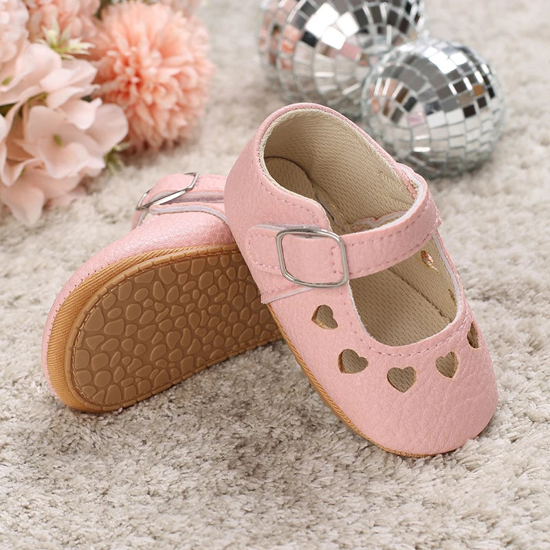 Pink Baby Girls First Step Shoes Baby Moccasins Soft Bottom Rubber Non-slip Toddler First Walkers Baby Booties Girls