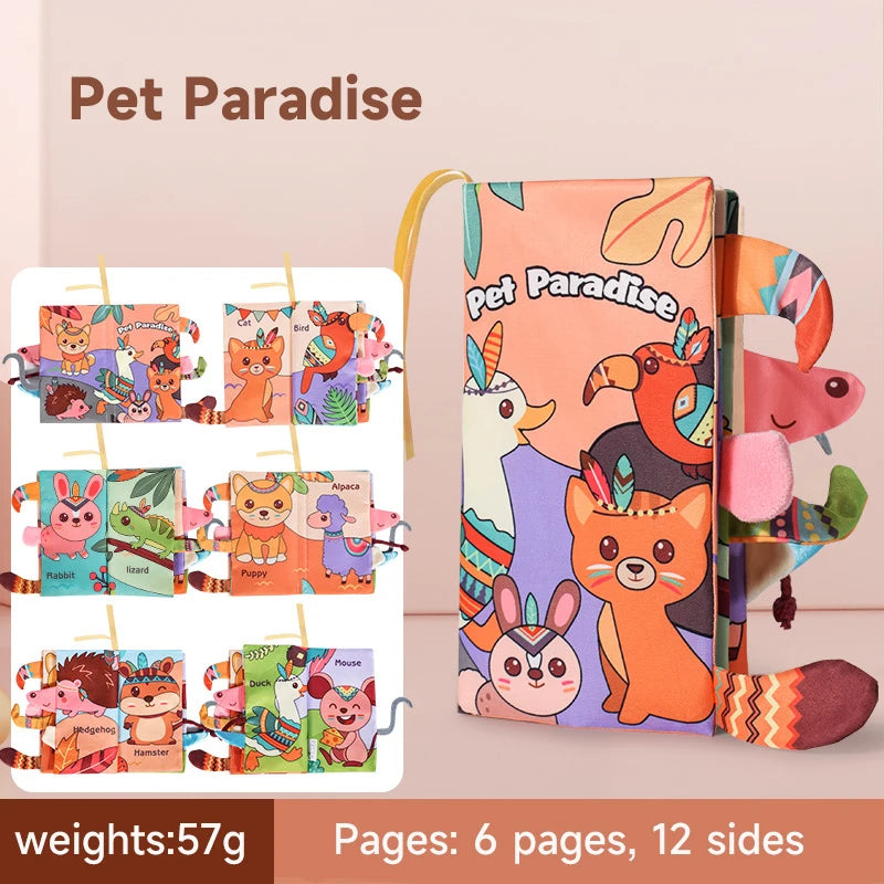 0-12Months Soft Baby Books 3D Touch Feel High Contrast Cloth Book Infant Early Learning Toy Toddlers Sensory Activity Cloth Book